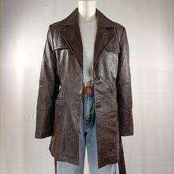 Veste longue en cuir marron, style saharienne - Impala Leather - taille 40 estimé - Photo 1