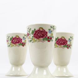 Lot de 3 mazagrans en céramique - motif floral - style vintage - Photo 0