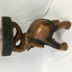 tabouret antique d'éléphant en bois sculpté. - Photo 1