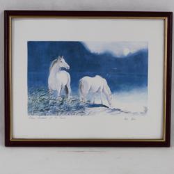 Reproduction du tableau : Deux chevaux et la lune de Leo Jan  - Photo zoomée