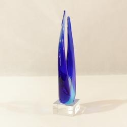 Sculpture bleue en verre style murano   - Photo 1
