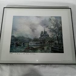 Peinture (reproduction) Paris. L'Abside de Notre Dame (sa flèche !) et la Seine - 40 * 50 cms  - Photo 1