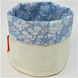 Panier de rangement tissu réversible - fleurs bleues - Photo 0