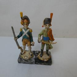 Soldats Napoléoniens - 2 Sculptures en Résine sur Base en Marbre(Pour Collectionneur)  - Photo 0