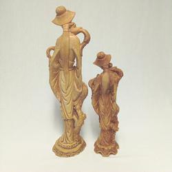 Rare sculptures couple asiatique oriental en résine - Photo 1
