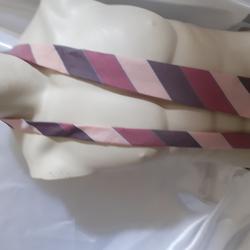 Cravate rayée gris et rose  - Photo 0