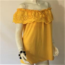Femme neuf avec étiquette : Tee-shirt jaune à volants- Cache-Cache -Taille M - Photo 1