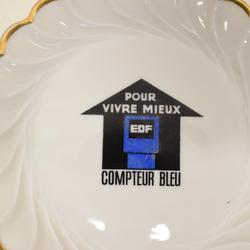 Vide poche publicitaire Compteur Bleu EDF Porcelaine de Limoges  - Photo 1