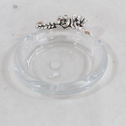 Cendrier en cristal plaque argent Laminato AGARDE made in Italy  - Photo 1