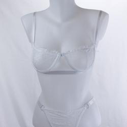 lingerie - ensemble soutien gorge string blanc neuf - taille M - Photo zoomée