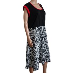 Robe noire - blanche et rouge avec motifs géométriques - impeka luxe - Taille 48 - Photo 1