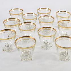 12 petits verres à alcool, liseré doré - Photo 0