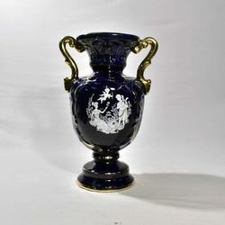 Vase Balustre bleu Cobalt - Porcelaine Italienne - Photo 0