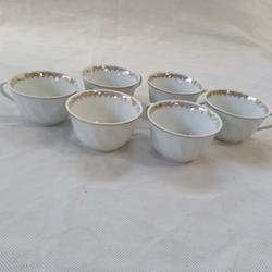 Lot de 6 tasses à café/thé en porcelaine CP France blanc doré - Photo zoomée