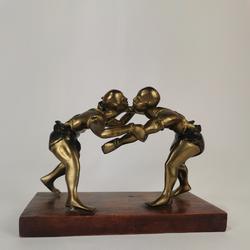 Statuettes lutteurs Sénégalais bronze  - Photo 1