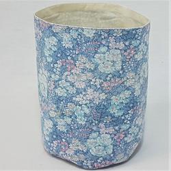 Panier de rangement tissu réversible - fleurs bleues - Photo 1
