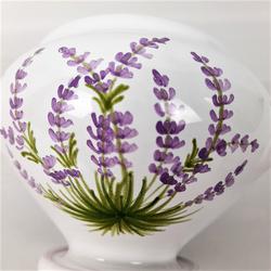 Pot artisanal champêtre fleuri avec couvercle faïence émaillé  - Photo 1