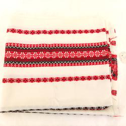 Chemin de table en coton tissé couleurs rouge et blanc - Photo 1