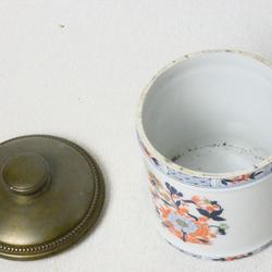   Tabatière CHANILL , boîte à tabac en porcelaine Ulysse avec couvercle étain  - Photo 1