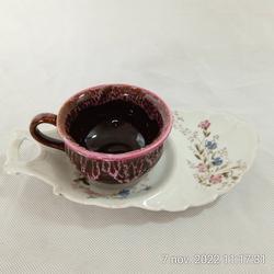 Lot de 2 objets à thé tasse en céramique et plate en porcelaine - Photo 0
