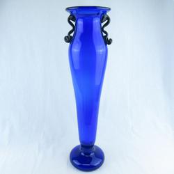 Vase en verre soufflé bleu forme Amphore 49 cm - Photo 0