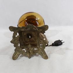 Grande lampe à pétrole en bronze en verre soufflé ,montée électrique  - Photo 1