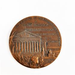 Médaille en bronze Henry Brisson 1908 - Photo 1