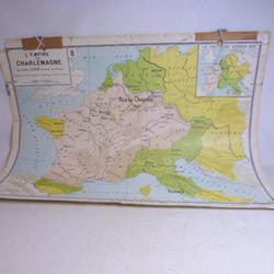 Carte Scolaire Delagrave - Le Monde Arabe / L’Empire de Charlemagne . Louis André ANCIEN 120 cm X 100 cm - Photo 0