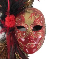 Masque vénitien avec plume et paillettes  - Photo 1