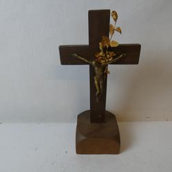 Lot de 4 Crucifix Vintage en Bois & en Bronze - Photo 1