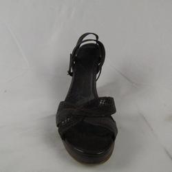 chaussures sandales à talon marron foncé en cuir- Pointure 39 - Photo 1