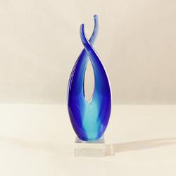 Sculpture bleue en verre style murano   - Photo 0