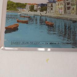 Ancien objet souvenir carte postale collée sous verre St Jean de Luz - Photo 1