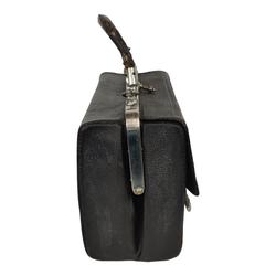 Ancien sac à main de femme en cuir noir - fin 19ème - Photo 1