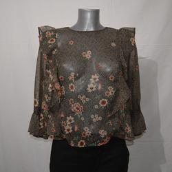 Haut marron à motifs floral - Zara Basic Collection - M - Photo 0