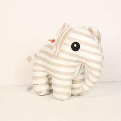 Peluche - Eléphant rayé gris et blanc. - Photo 0