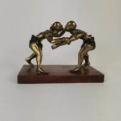 Statuettes lutteurs Sénégalais bronze  - Photo 0