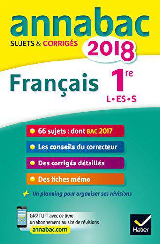 Annales Annabac 2018 Français 1re L, ES, S: sujets et corrigés du bac Première séries générales - Dauvin, Sylvie - Photo 0