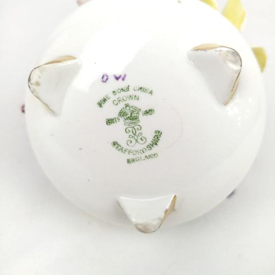  Composition florale fine bone china Crown Staffordshire  - Photo 3
