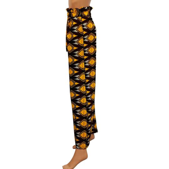 Pantalon Van Der Rock T S/M imprimé africain marron jaune - Photo 2