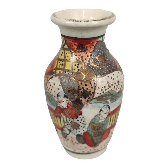 Petit vase japonais en faïence émaillée - 9,8 cm - style SATSUMA 19ième siècle - Photo 0