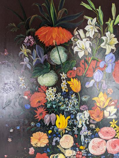 Tableau les fleurs d'après Brueghel de velours - P.V LEVY  - Photo 6