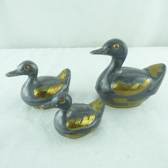 Lot de 4  canards en étain et cuivre  - Photo 0