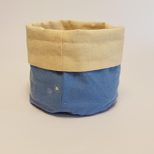  Petit panier de rangement 100% recyclé en coton et métis - Bleu - Photo 0