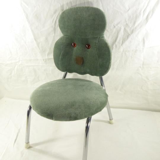 Petite chaise pour enfants vintage, touché velours bleu ciel - forme visage. - Photo 2