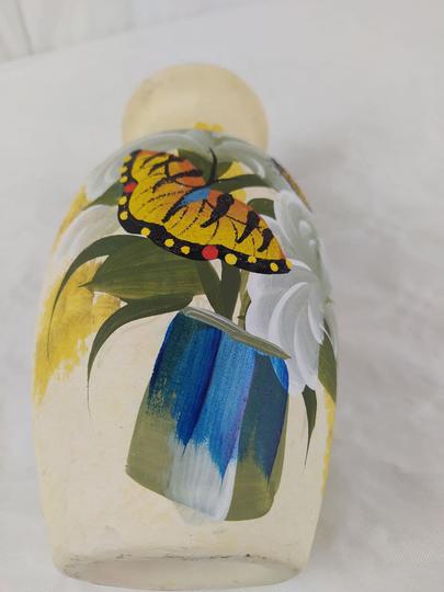 Vase avec papillons peints à la main - plâtre  - Photo 5
