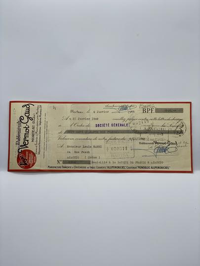 Ancienne facture des années 1950 pour un magasin des arts de la table d’Ajaccio établissement Cyrnos prix unitaire - Photo 0