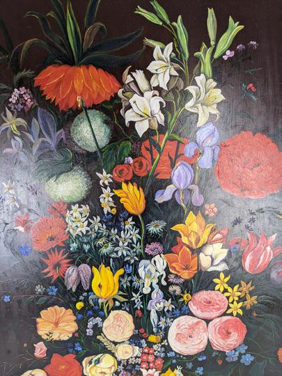 Tableau les fleurs d'après Brueghel de velours - P.V LEVY  - Photo 5