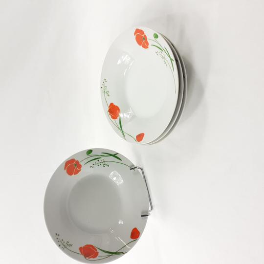 Lot de 4 assiettes creuses en porcelaine - Chriss G. collection coquelicot  - Label Emmaüs