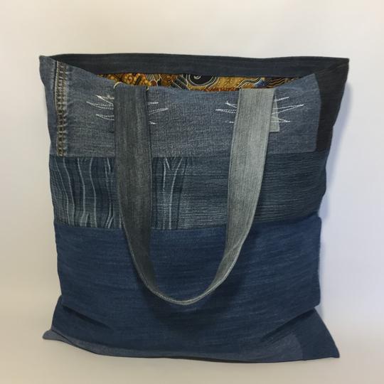 Capsule jean 100% recyclé : Tote bag  en jean doublé coton - Ethnique - Photo 2